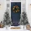 3FT Pre-Lit Snow Flocked Artificial Christmas Tree with 78 Warm White LED Lights, 8 Lighting Modes, Battery Operated, Cement Pot Base - 2 of 4