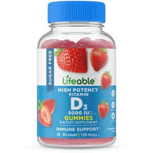 Lifeable - Sugar Free - Vitamin D 5,000 IU - Adult - 90 Gummies - 1 of 2