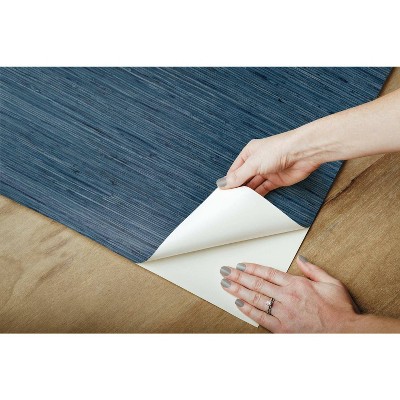 Navy Blue Grasscloth Peel and Stick Wallpaper Roll