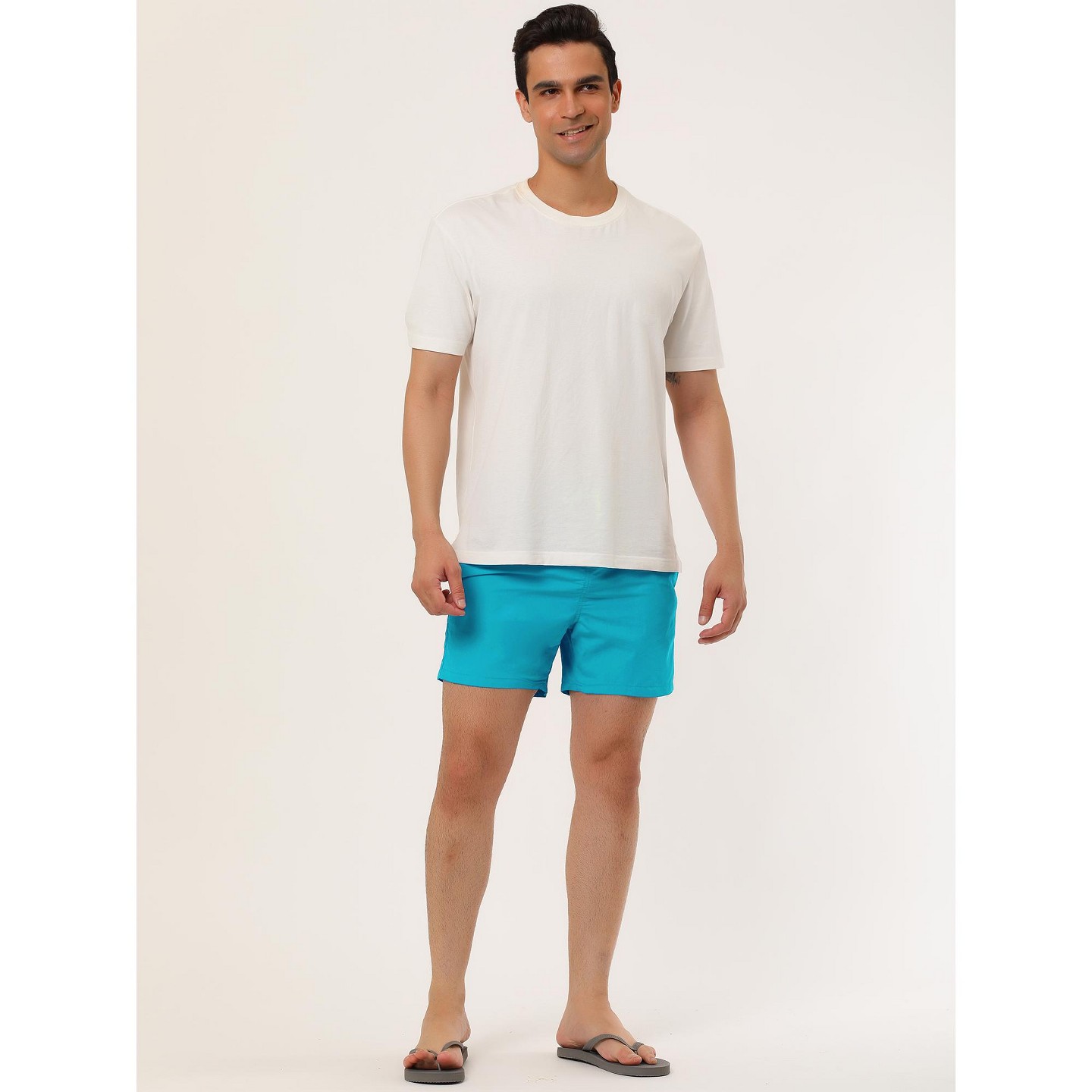 Мужские шорты Lars Amadeus Solid Color Lightweight Summer Surfing Beach Swim Shorts 2 Packs Gray 32, цвет: Синий — фото 3