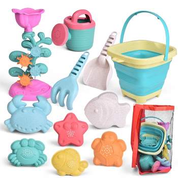 Fun Little Toys Beach Toys with Collapsible Bucket, 11 pcs