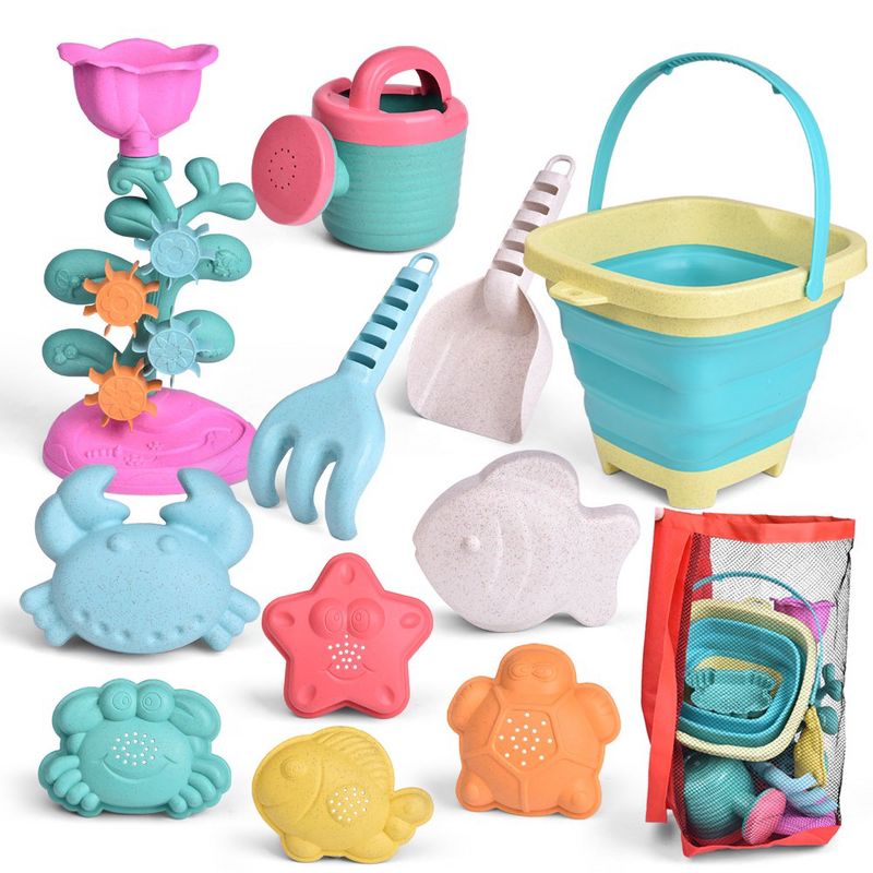 Fun Little Toys Beach Toys with Collapsible Bucket, 11 pcs, 1 of 8