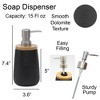 Evideco French Home Goods Elegant Dolomite Soap Dispenser with Bamboo Top - 15 fl oz Capacity - Perfect for Bathroom & Kitchen Decor - 3 of 4