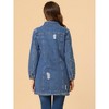 Allegra K Women's Distressed Long Sleeve Ripped Casual Denim Jacket - 4 of 4