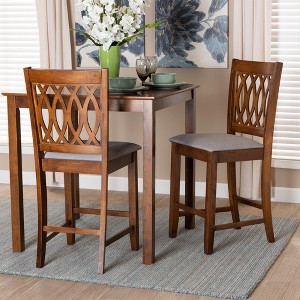Baxton Studio Florencia Modern Fabric and Wood Counter Stool Set - 1 of 4