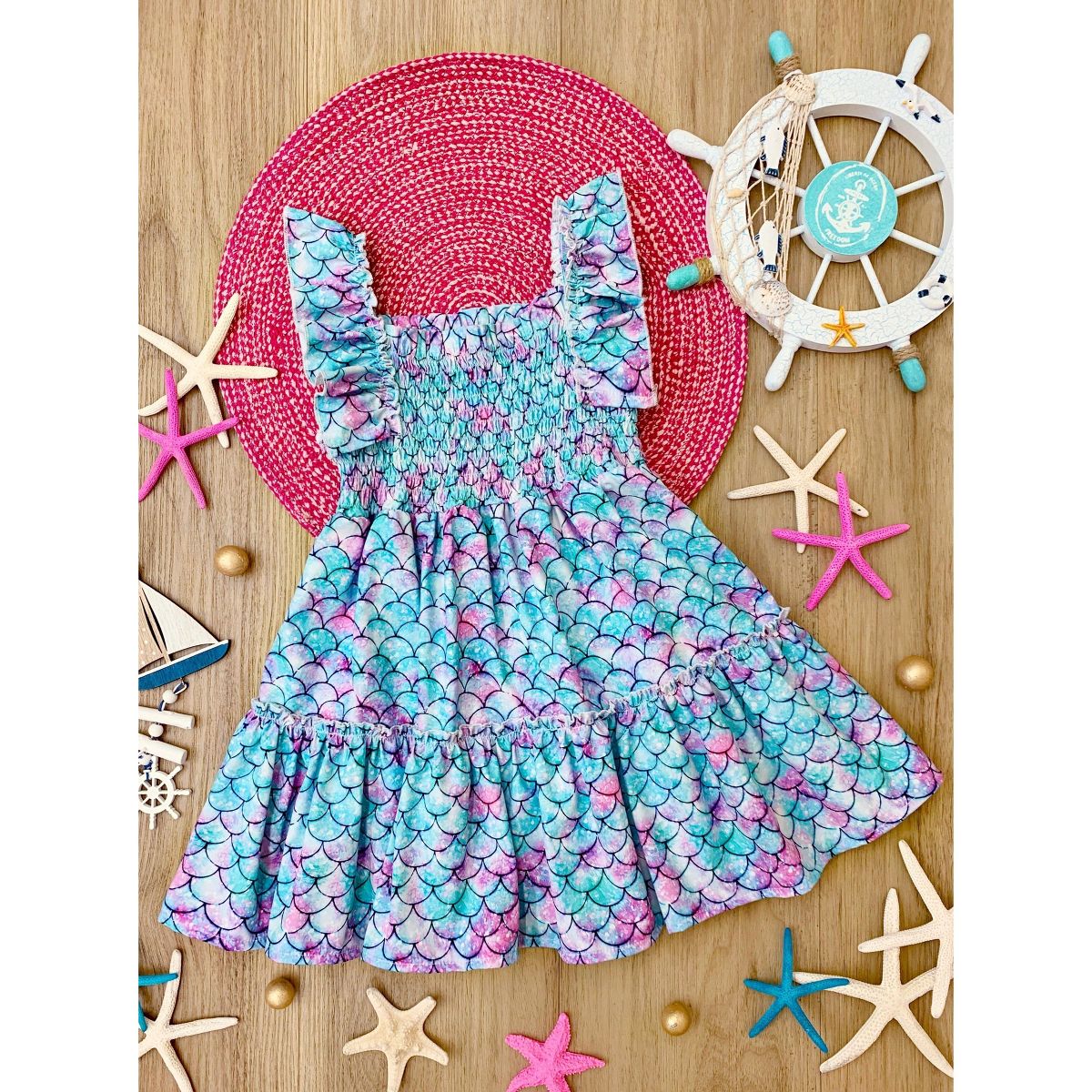 I Washed Up Like This Mermaid Ruffle Sundress Mia Belle Girls - thumbnail 3