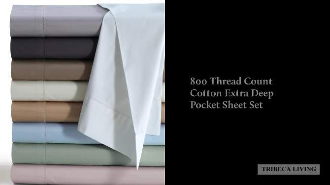 800 Thread Count Extra Deep Pocket Sateen Sheet Set - Tribeca Living, 2 of 5, play video