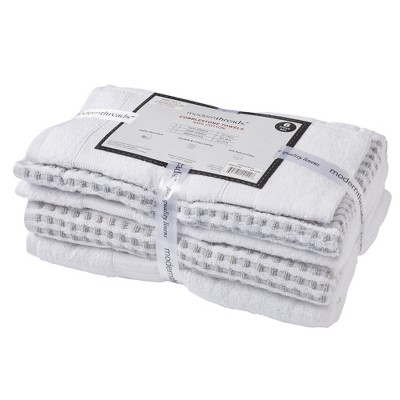 White and Gray Cotton Jacquard 6-Piece Towel Set