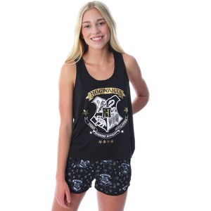 Harry Potter Women's Hogwarts House Crest Racerback Tank and Shorts Pajama Lounge Set - 1 of 4