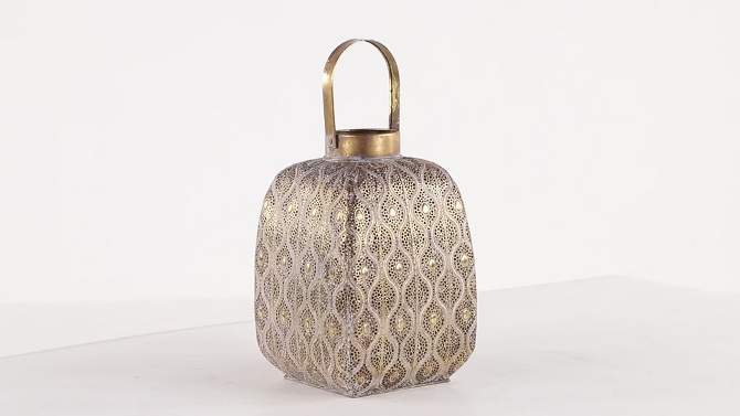 21&#34; x 10&#34; Mosaic Patterned Indoor/Outdoor Candle Holder Gold - Olivia &#38; May, 2 of 5, play video