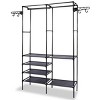 Metal Garment Rack Shoe Clothing Organizer Shelves Freestanding Multifunctional Clothes Wardrobe - 2 of 4