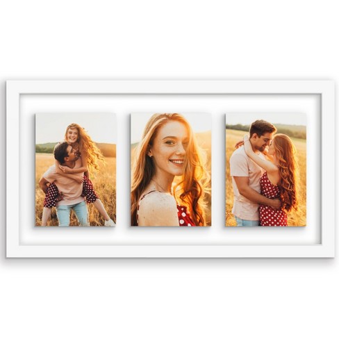 Americanflat Floating Collage Frame - Display Three 5x7 Photos - 10x20 ...