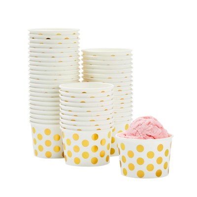 6 oz Disposable Birthday Party Cups Pink Ice Cream Paper Cups Dessert Bowls 