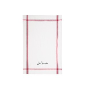 C&F Home 27" x 18" "Let It Snow" Sentiment on White Background with Red Line Trim Christmas Holiday Cotton Printed Kitchen Dish Towel - 1 of 3