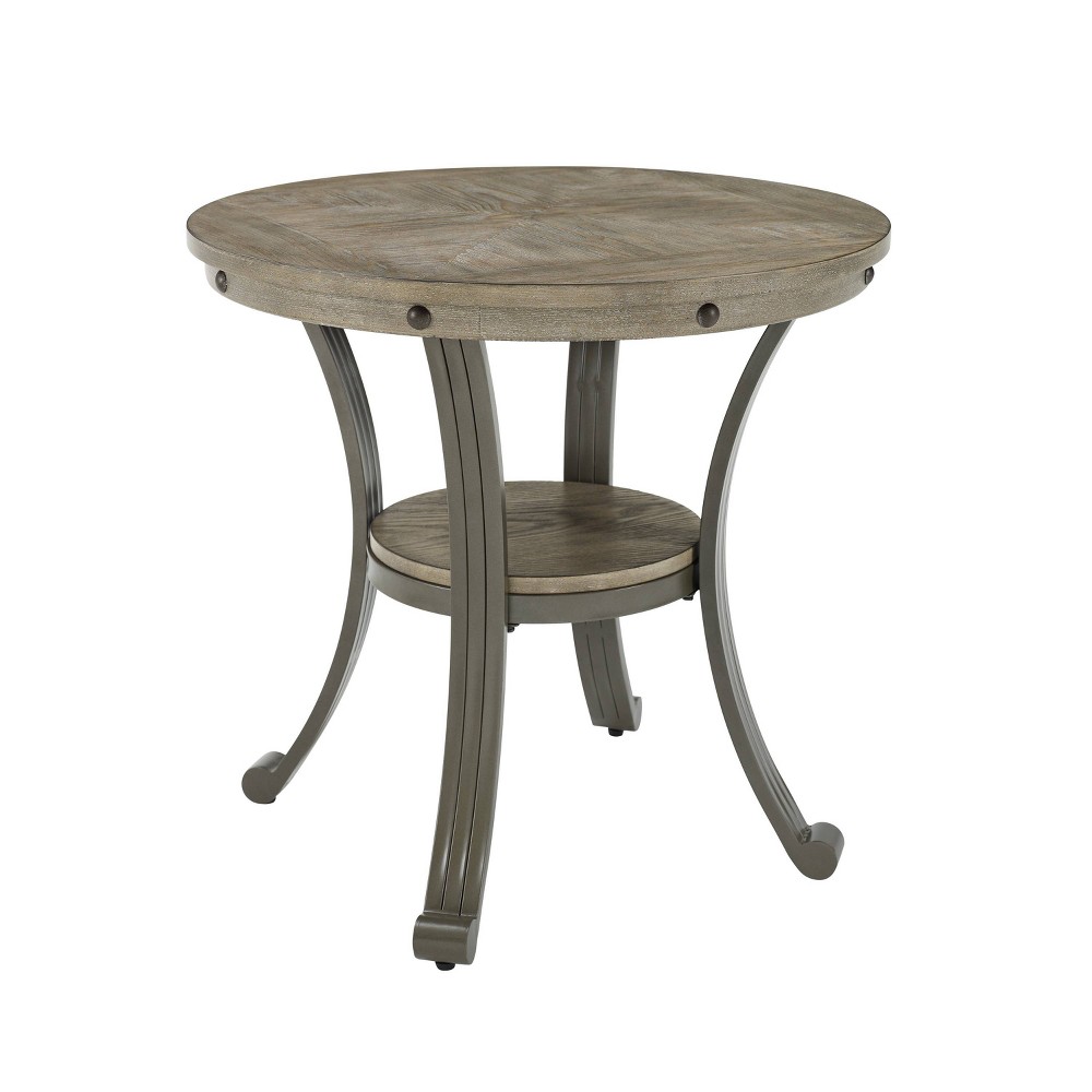 Photos - Coffee Table Angelo Industrial Side Table Wood Finish Gray - Powell Pewter