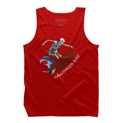 Men's Design By Humans Halloween Surfing Zombie Skeleton Funny Costume t shirt By graceandfinn Tank Top