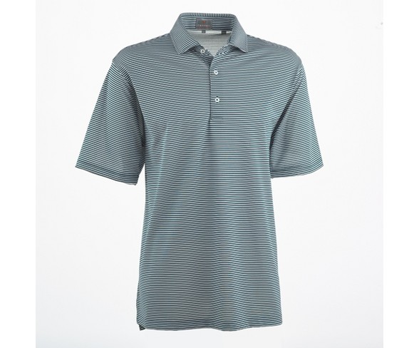 Men's Fennec Mini Stripe Tech Polo Hunter Green/White Small