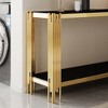 KIGFTSOD Top & Bottom Double Layer Tempered Glass Console Table with Mirror-Finished Stainless Steel Frame - 3 of 4