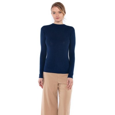 Final Sale Corinne Combed Cotton Two-Tone Rib Funnel Neck Sweater in Mistblue - Tribal 2255O- 576- 3270 main image 0