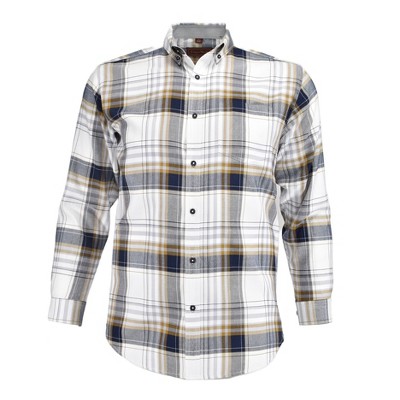 Falcon Bay Men's Cotton Works Khaki Plaid Oxford Sport Shirt | X Large