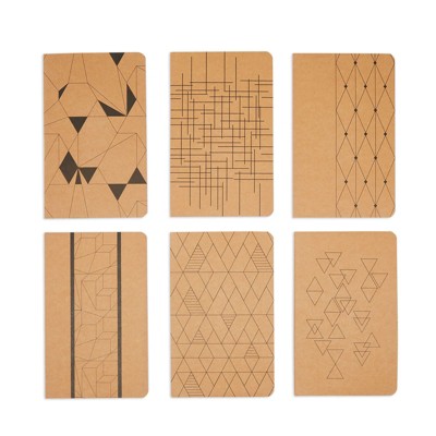 Paper Junkie 6 Pack Kraft Cover Journal, 6 Designs Graph Paper Notebook (5 x 8 In)