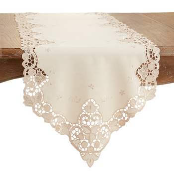 Saro Lifestyle Dining Table Runner With Lace Design