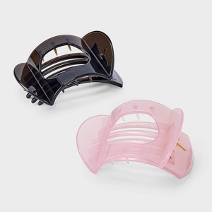 Round Cut Out Shovel Hair Clip Set 2pc - A New Day™ Black/Pink