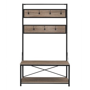 CAVINAS Hall Tree with 7 Hooks Simple Coat Rack with Shoe Rack and Bench for Entryway - 1 of 4