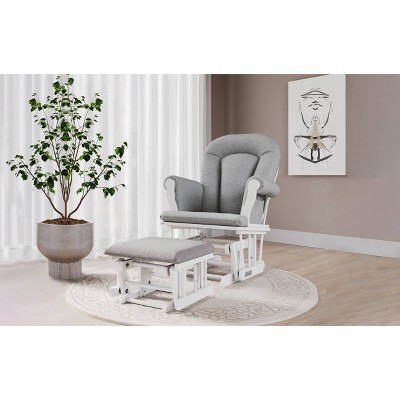 Matte White and Light Gray Glider with Ottoman Set
