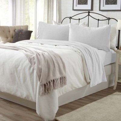 Winter White Queen Cotton Polyester Jersey Knit Sheet Set