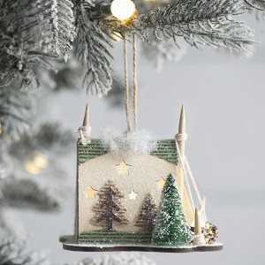 YOOCOZZ Unique Household Christmas Holiday Decoration 6 Set, 5x3.5x4" Cardboard Lited Tent Ornament, Decorative Hanging Xmas Tree Ornaments - 1 of 4