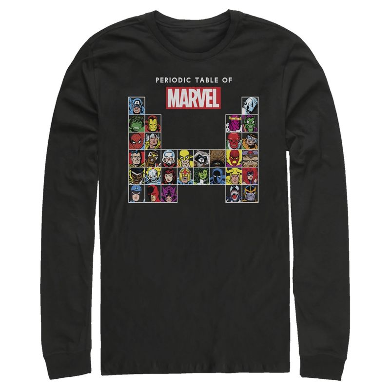 Men's Marvel Periodic Table of Heroes Long Sleeve Shirt, 1 of 4