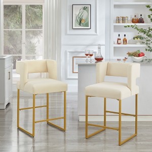KTMBDW Bar Stools Set of 2, Counter Height 26'' Barstool Velvet Bar Stools with Back and Gold Legs, Kitchen Bar Chairs - 1 of 4