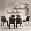 Bekrvio Mid Century Modern Dining Chairs, Upholstered Leather Armless Chairs with Checkered Pattern Back, for Kitchen & Dining Room - 3 of 4