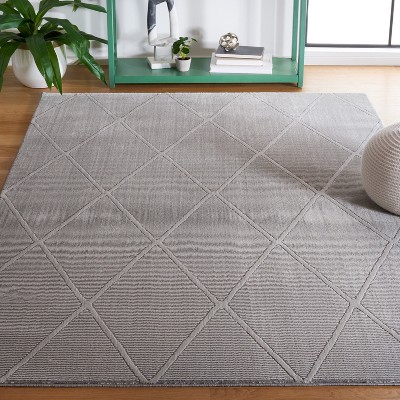Elegant Gray Hand-Knotted 31" Rectangular Easy-Care Area Rug