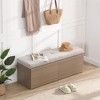 49 Inch Shoe Storage Bench Entryway Shoe Storage Bench With Upholstered Seat And Double Doors Suitable - 3 of 4