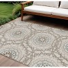 Beige Brown And Teal Blue Floral Medallion Washable Indoor Outdoor Area Rug - 2 of 4