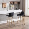 30" Velvet Fabric Counter Height Bar Stools Set of 2 with Chrome Footrest and Metal Legs for Kitchen, Dining, or Bar - 4 of 4