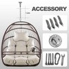 NAYSAYE Patio Swing Hammock Egg Chair with Cushion and Foldable Frame for Backyard Relaxation, Beige and Brown, 29"*39"*29" - 3 of 4