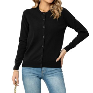 Womens Fall Cardigan Button Down Sweater Round Neck Ribbed Cuff Sweater Lightweight Sweater Cardigan - 1 of 4