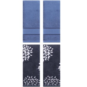 REGALWOVEN 4 Pcs Bathroom Decorative Cotton Soft Absorbent Sold Striped Hand Towel 14" x 30" - 1 of 4