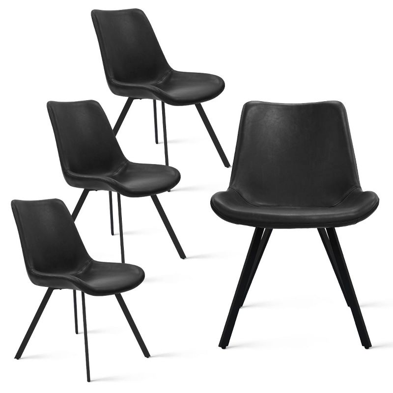 Kourtney 21" Seat Width Modern Custom-made Faux Leather Dining Chairs Set of 4 With Black Legs-The Pop Maison, 3 of 9