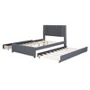 TIRAMISUBEST Full/Queen Size Upholstered Platform Bed with 2 Drawers and Trundle, Linen Bed Frame with Classic Headboard Design - 4 of 4