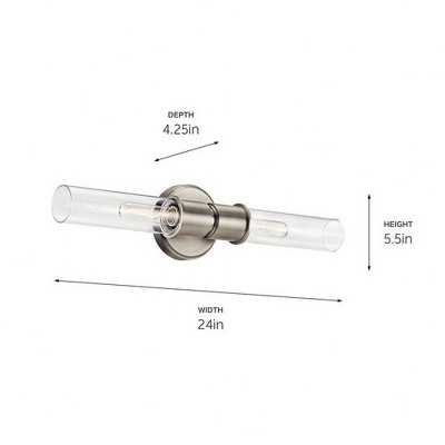 Aviv 24" Brushed Nickel 2-Light Wall Sconce with Clear Glass