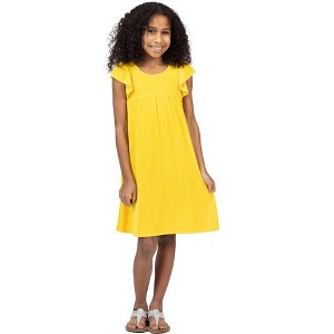 Girls Ruffle Cap Sleeve Knee Length Babydoll Dress - 24sevenKid™ - 1 of 4