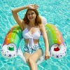 Jasonwell Inflatable Pool Float Chair, X-Large, Rainbow Floating Lounger with Cup Holders for Adults, Pool Party Floaties - 2 of 4