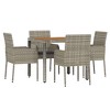 vidaXL Patio Dining Set Outdoor Conversation Set with Cushions Poly Rattan - Gray 35.4" Table Length 4 Piece - 3 of 4