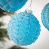 Embossed Icy-Blue Ornaments Blue 4"H Glass Set of 3 - 2 of 2