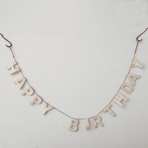 Storied Home Decorative Felt "Happy Birthday" Banner, Natural - 1 of 4