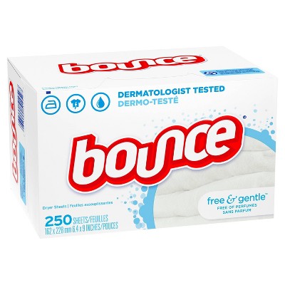 Bounce Free & Gentle Unscented Fabric Softener Dryer Sheets for Sensitive Skin - 250ct